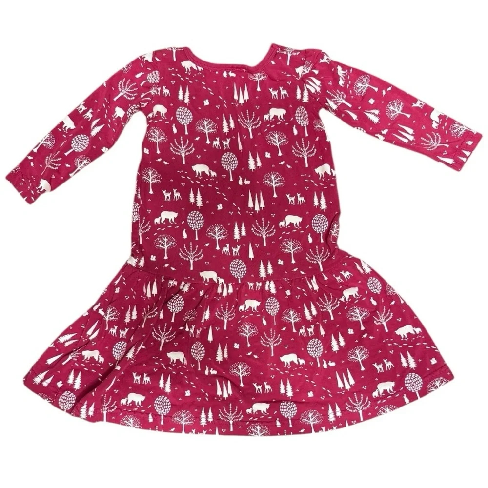 Little Bird Collection by Nohi Kids Dress 6–12M Woodland Animals Organic Bamboo - Picture 2 of 3